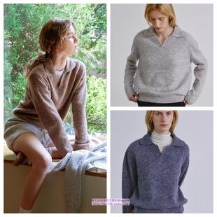 2024秋冬小羊驼毛混纺翻领针织套头衫 韩国STEP AROUND直邮代购