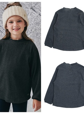 been韩国直邮代购2025秋春儿童炭灰半高领套头长袖T恤童装100-165