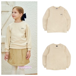 100 been韩国直邮代购 T恤童装 套头长袖 155 2024秋春儿童黄色泡泡袖