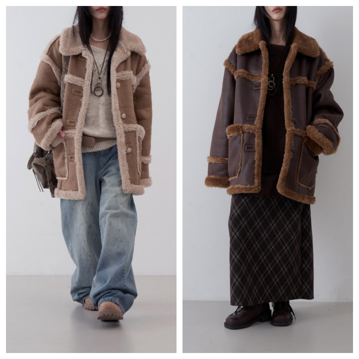 韩国lowear直邮代购2025秋冬女装时尚百搭休闲双面穿保暖外套上衣