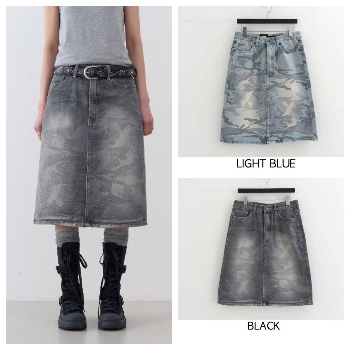 韩国lowear直邮代购2025春秋女装百搭宽松时尚休闲牛仔裙半身裙