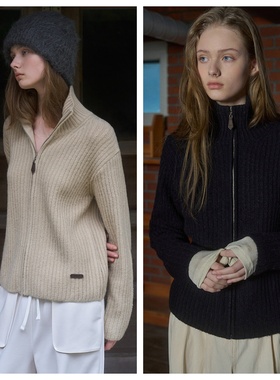 韩国andneeds直邮代购2025春秋女装时尚长袖拉链针织开衫外套上衣