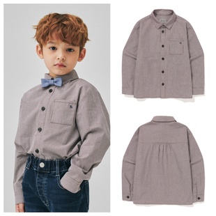 100 been韩国直邮代购 上衣童装 棕色格子衬衫 165 2025秋冬儿童长袖