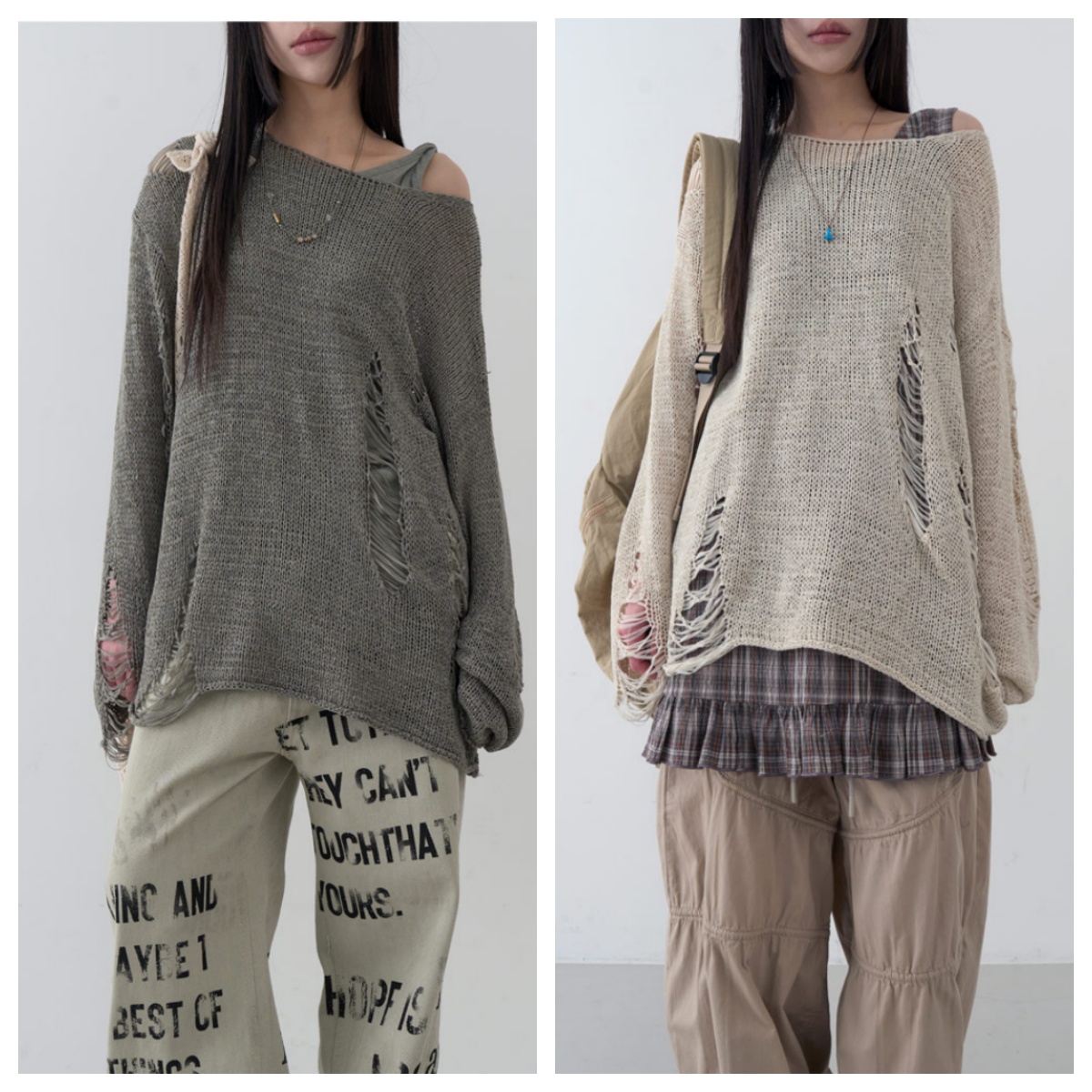 韩国lowear直邮代购2025春秋女装针织百搭圆领毛衣套头休闲上衣