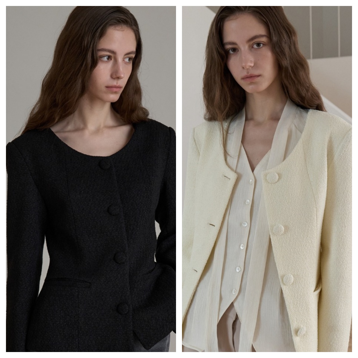 韩国ouie直邮代购2025春夏女装百搭时尚高级圆领修身休闲短款外套