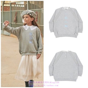 110 T恤童装 165 2023秋春儿童灰色圆领套头休闲长袖 been韩国代购