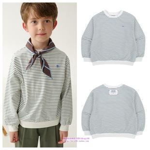 100 T恤童装 165 2025春秋儿童绿色条纹套头长袖 been韩国直邮代购
