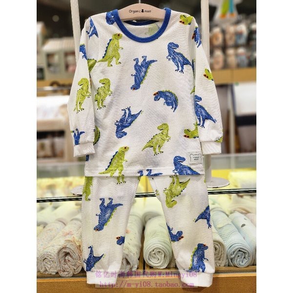 organic mom有机妈妈韩国代购2024春秋儿童恐龙家居套装100-150