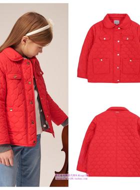 been韩国代购2025春秋儿童红色夹棉薄款纯色外套童装100-165