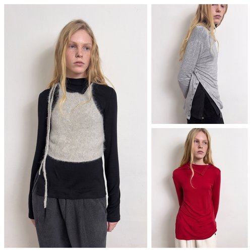 韩国diagonal直邮代购2025春秋女装百搭扣子开叉时尚休闲长袖T恤