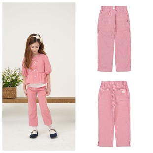 100 童装 165 2025春夏儿童中大童红色格子九分裤 been韩国直邮代购