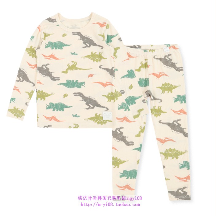organic mom有机妈妈韩国代购2024春秋儿童恐龙家居套装110-150