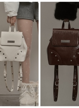 韩国khakipoint直邮代购2025时尚百搭休闲双肩背包女包皮革手拎包