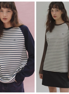 韩国andneeds直邮代购2025春秋女装百搭时尚宽松条纹长袖T恤上衣