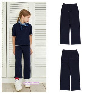 110 童装 165 2024秋春儿童中大童海军蓝平纹微喇长裤 been韩国代购