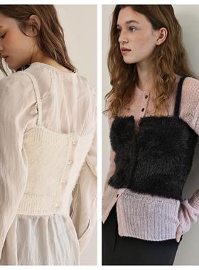 韩国andneeds直邮代购2024秋冬女装针织吊带抹胸毛衣休闲文艺上衣