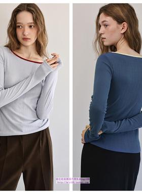 韩国andneeds直邮代购2024秋冬女装休闲舒适百搭圆领长袖T恤上衣