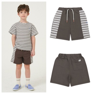 100 童装 165 2025春夏儿童棕色条纹休闲宽松短裤 been韩国直邮代购