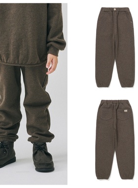 been韩国直邮代购2025秋冬男女儿童棕色加绒宽松长裤童装100-165