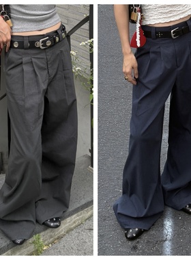 韩国ordes直邮代购2025春秋男女装百搭宽松时尚阔腿条纹直筒长裤