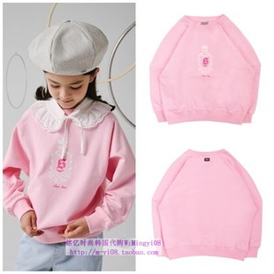 110 T恤童装 165 2024春秋儿童粉色圆领套头休闲长袖 been韩国代购