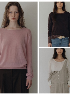 韩国andneeds直邮代购2025春秋女装长袖圆领针织衫薄款套头上衣