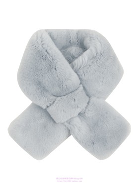 been韩国代购2023冬儿童灰色毛毛长方形可爱时尚保暖防寒围脖围巾