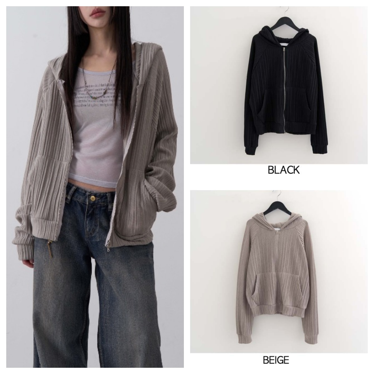 韩国lowear直邮代购2025春秋女装长袖开衫休闲百搭连帽外套上衣