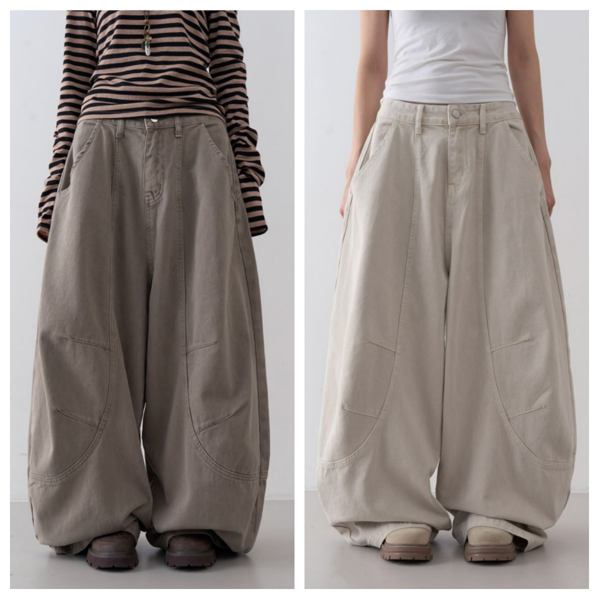 韩国lowear直邮代购2025春秋宽松百搭时尚阔腿裤休闲工装拖地长裤