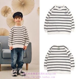 130 T恤童装 165 2024春秋儿童条纹圆领套头休闲长袖 been韩国代购