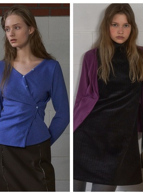 韩国andneeds直邮代购2025春秋女装时尚长袖V圆领开衫外套上衣