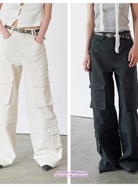 韩国ordes直邮代购2024秋冬女装纯棉工装裤复古显瘦百搭休闲长裤