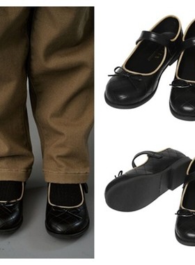 been韩国代购2025秋春儿童黑色亮面休闲平底蝴蝶结童鞋170-230