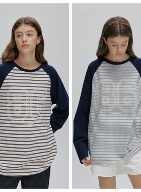 韩国afterhours直邮代购2025春秋女装百搭时尚条纹休闲长袖T恤