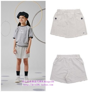 110 been韩国代购 童装 短裤 165 2024春夏儿童中大童象牙白条纹裙裤
