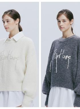 韩国AFTERHOURS直邮代购2024春秋女装羊毛混纺针织毛衣休闲上衣