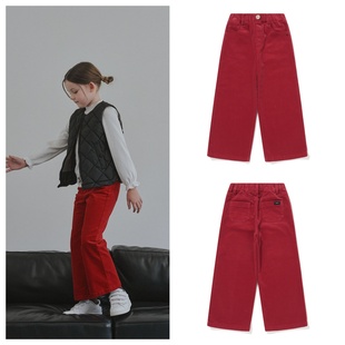 100 童装 165 2025秋春儿童红色灯芯绒休闲长裤 been韩国直邮代购