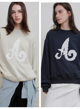 韩国andneeds直邮代购2025春秋女装套头时尚字母宽松休闲长袖卫衣