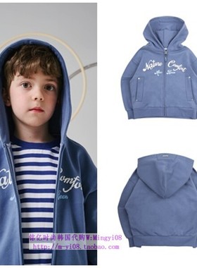 been韩国代购2024春秋儿童蓝色休闲连帽休闲长袖外套童装130-155