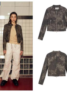 韩国AFTERHOURS直邮代购2023春秋女装帅气皮革机车服辣妹短款外套