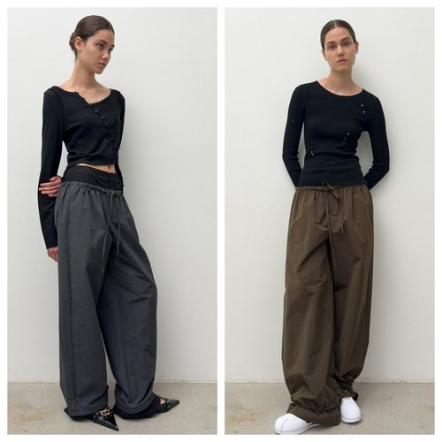 韩国diagonal直邮代购2025春秋休闲舒适宽松简约百搭抽绳纯色长裤