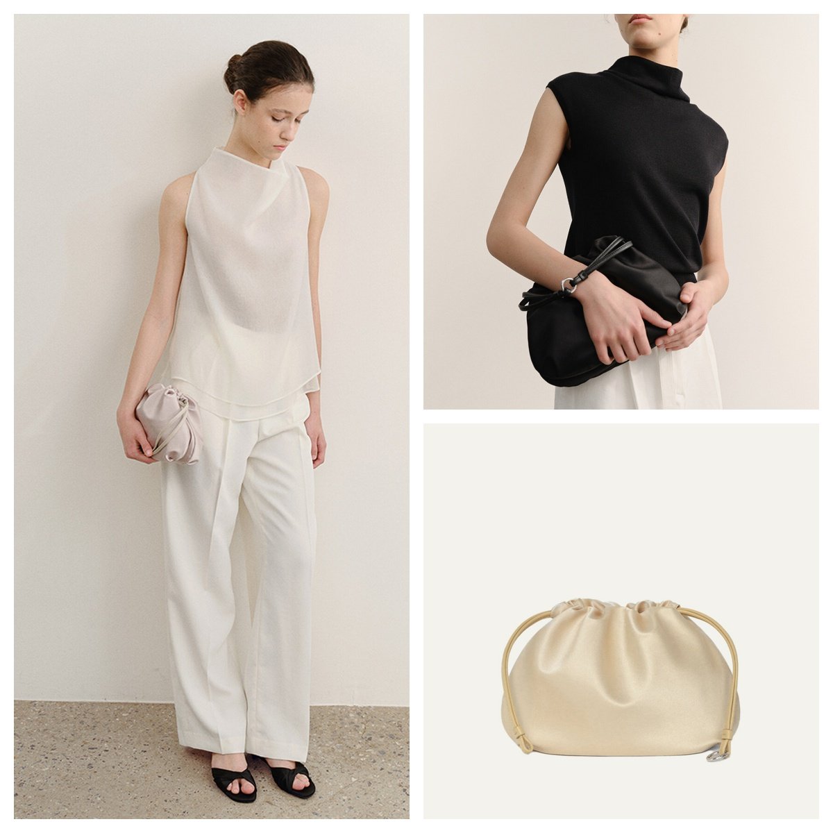 韩国KINDERSALMON直邮代购2025女包时尚百搭手挎高级抽绳手拎包