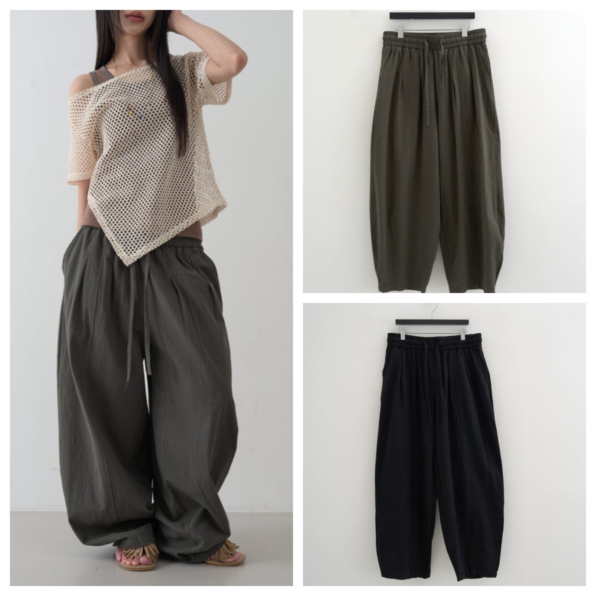 韩国lowear直邮代购2025春秋宽松百搭时尚阔腿裤休闲工装拖地长裤