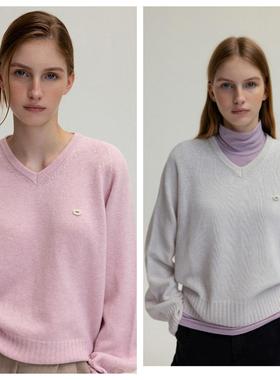 韩国ANDNEEDS直邮代购2023春秋女装羊毛混纺针织毛衣休闲上衣