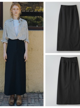 韩国andneeds直邮代购2025夏女装百搭时尚休闲黑色开叉长裙连衣裙