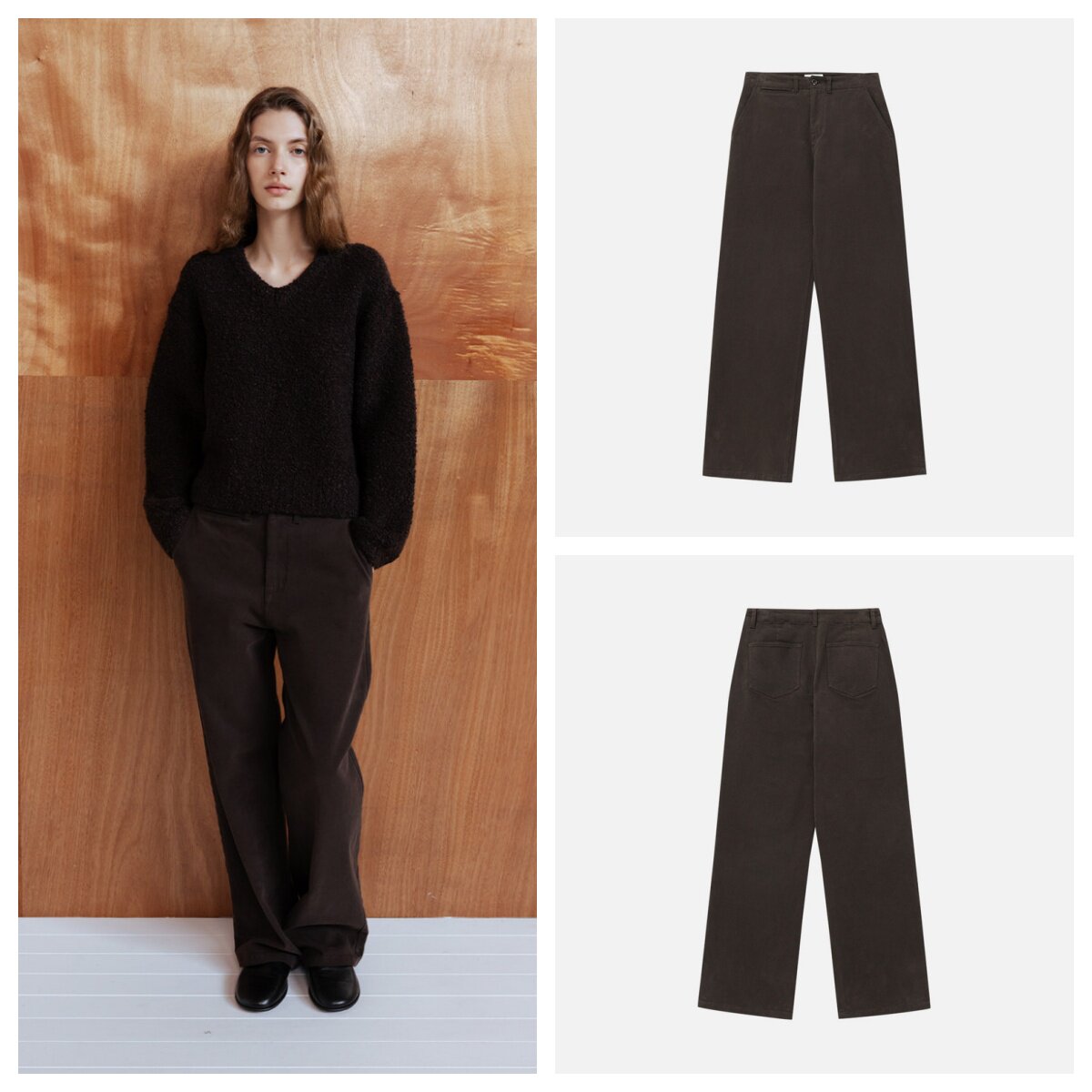 韩国CARRIERE直邮代购2024秋冬女装直筒裤宽松复古百搭休闲长裤