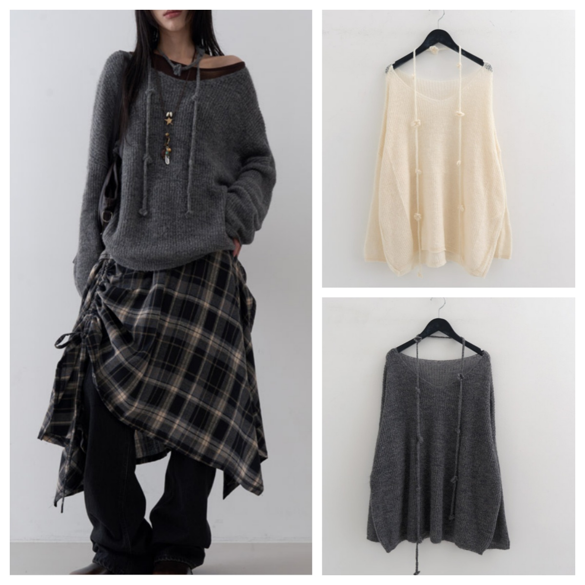 韩国lowear直邮代购2025春秋女装宽松套头针织衫百搭时尚休闲上衣