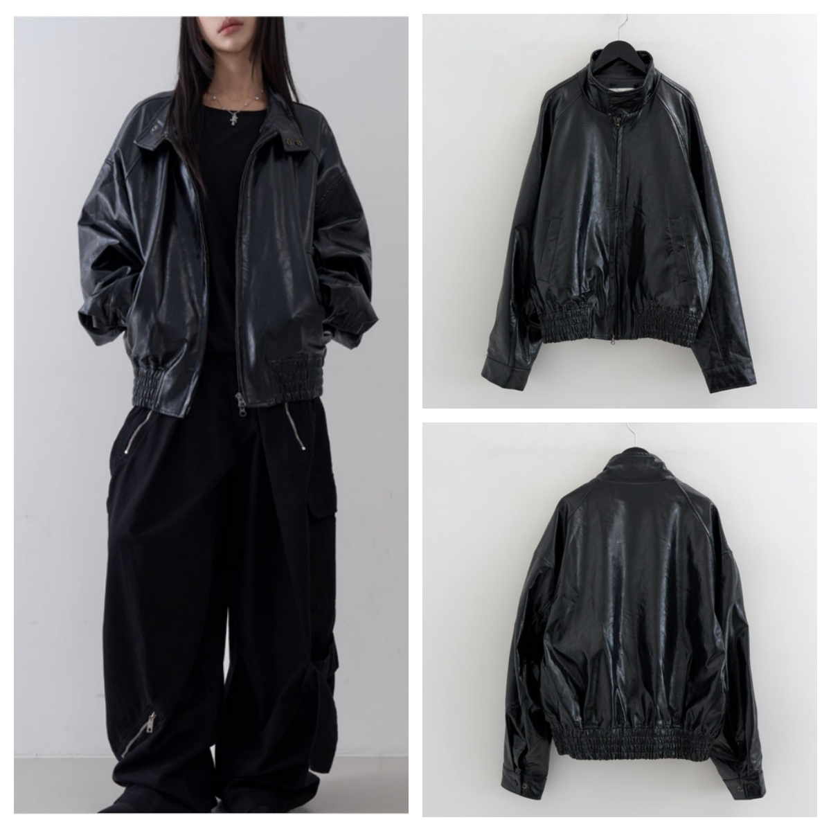 韩国lowear直邮代购2025春秋帅气休闲合成皮革皮衣女装夹克外套