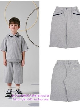 been韩国代购2024春夏儿童中大童灰色休闲宽松七分裤童装100-165