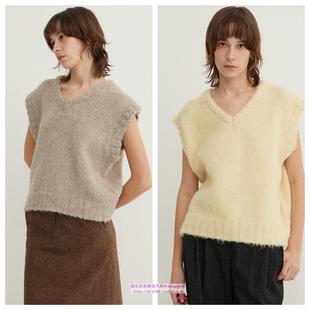 时尚 2024秋春女装 针织V领马甲背心上衣 AROUND直邮代购 韩国STEP
